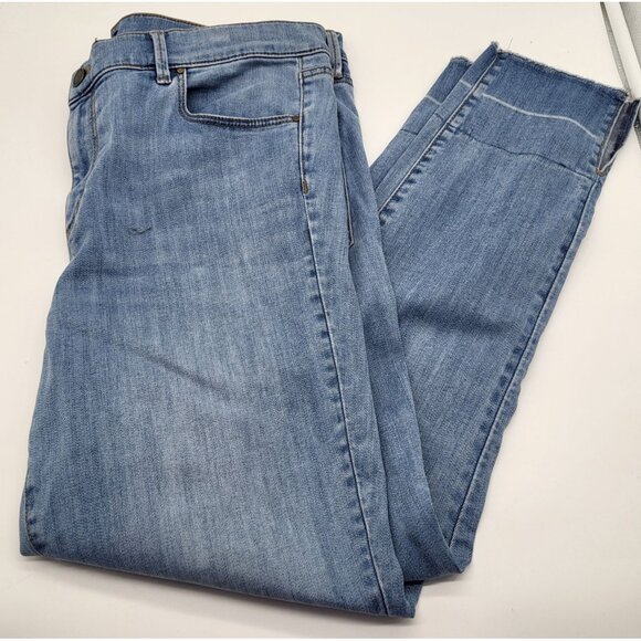 Ann Taylor Denim - ANN TAYLOR Womens SZ 14 The Skinny Modern Fit Jeans Light Wash Raw Hem Ankle